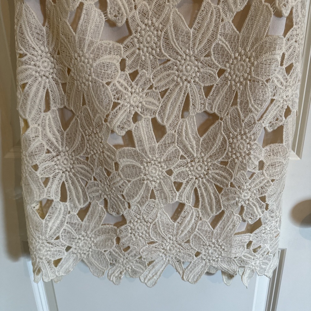 White Floral Lace Mini Dress Moon Size Medium Boho Cottage Core - Picture 3 of 7